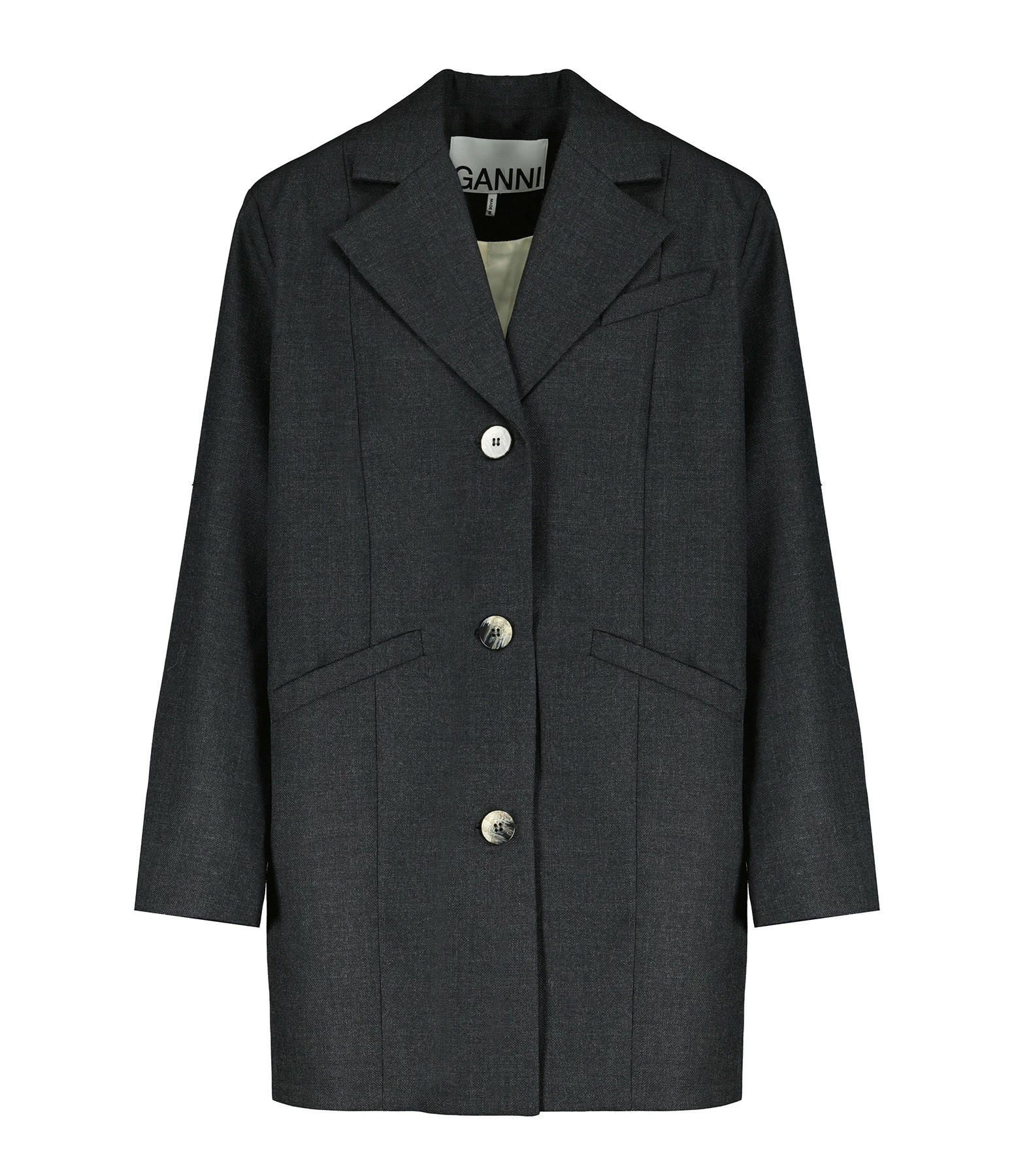 Meilleure affaire ???? GANNI Veste Blazer Oversize Laine Noir Phantom ✨ 1 Meilleure affaire ???? GANNI Veste Blazer Oversize Laine Noir Phantom ✨