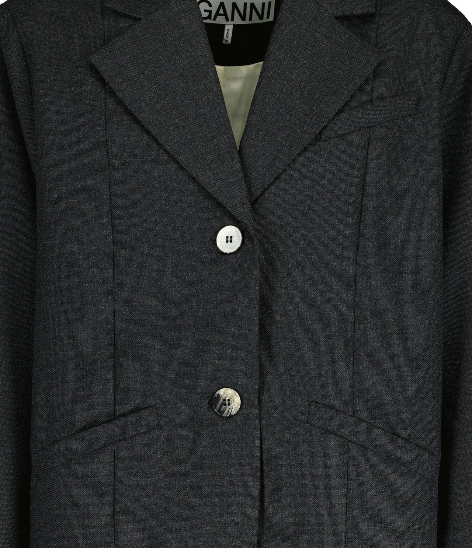 Meilleure affaire ???? GANNI Veste Blazer Oversize Laine Noir Phantom ✨ 2 Meilleure affaire ???? GANNI Veste Blazer Oversize Laine Noir Phantom ✨ – Image 2