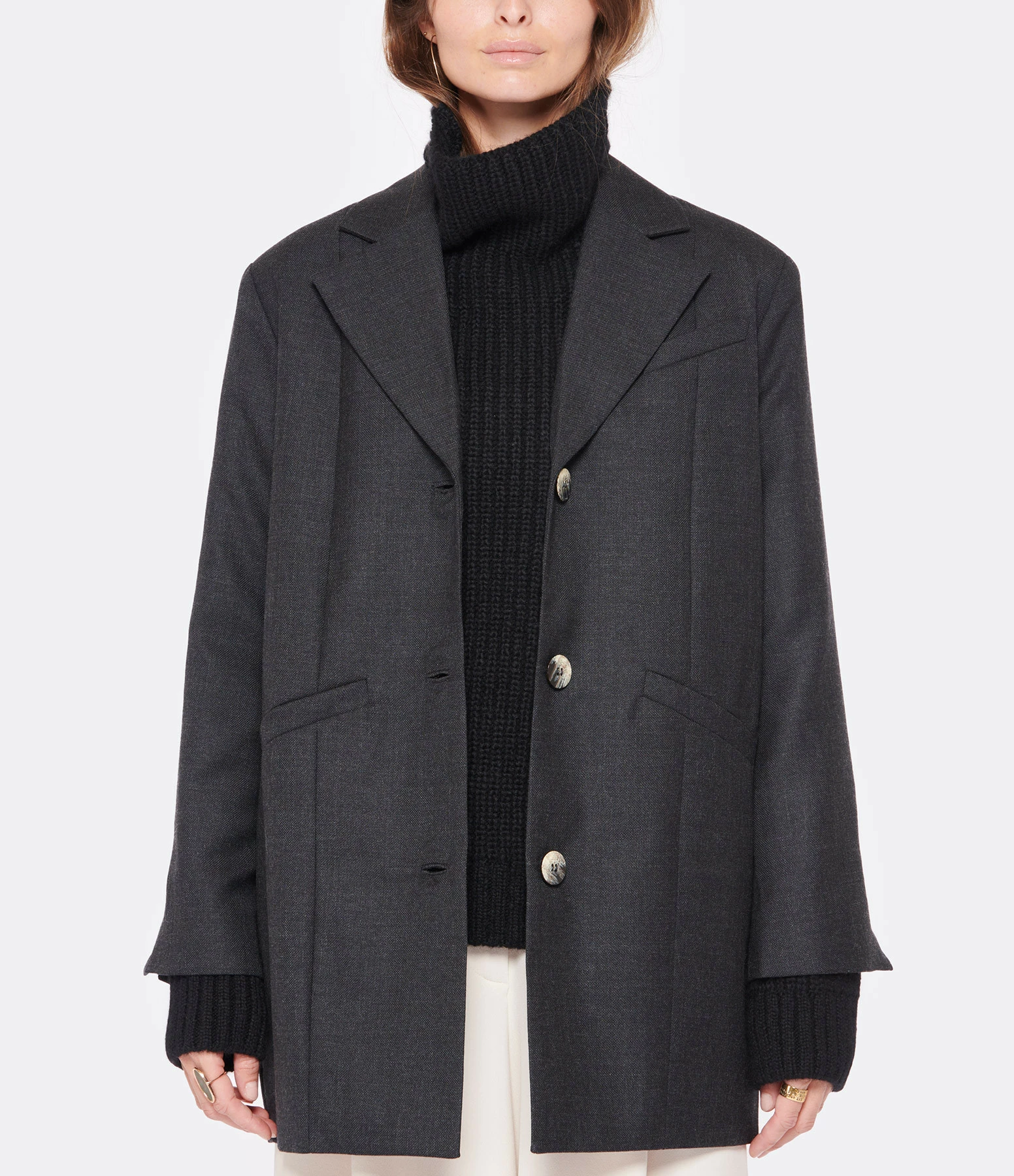 Meilleure affaire ???? GANNI Veste Blazer Oversize Laine Noir Phantom ✨ 3 Meilleure affaire ???? GANNI Veste Blazer Oversize Laine Noir Phantom ✨ – Image 3