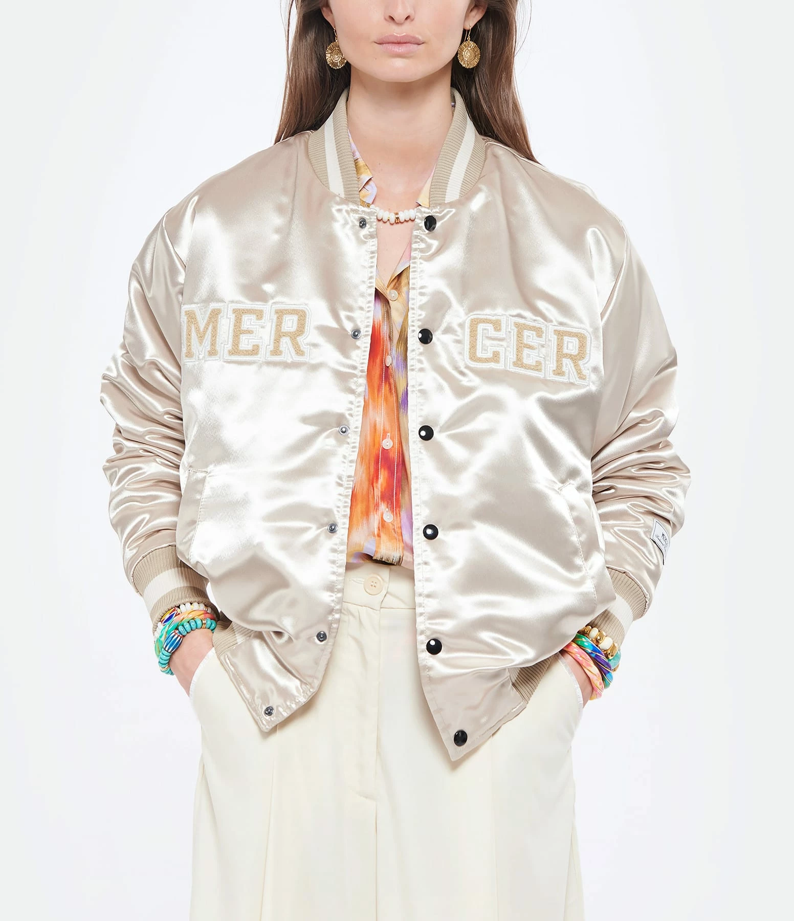 Meilleure affaire ???? MERCER Veste Bomber Varsity Satin Sable ???? 6 Meilleure affaire ???? MERCER Veste Bomber Varsity Satin Sable ???? – Image 6