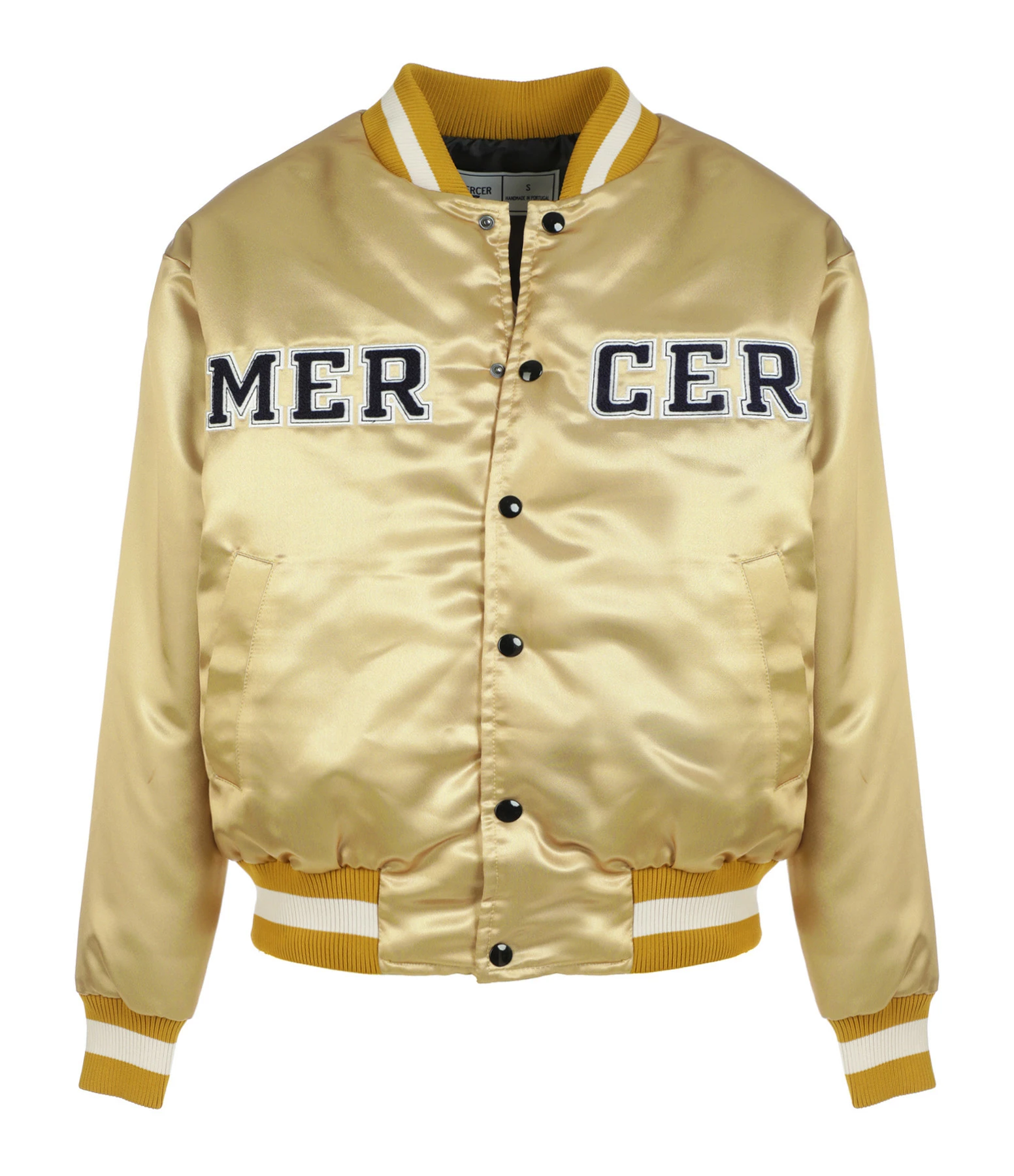 Nouveau ⭐ MERCER Veste Bomber Varsity Satin Jaune ???? 1 Nouveau ⭐ MERCER Veste Bomber Varsity Satin Jaune ????