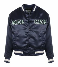Meilleur prix 🥰 MERCER Veste Bomber Varsity Satin Bleu Marine 🎁