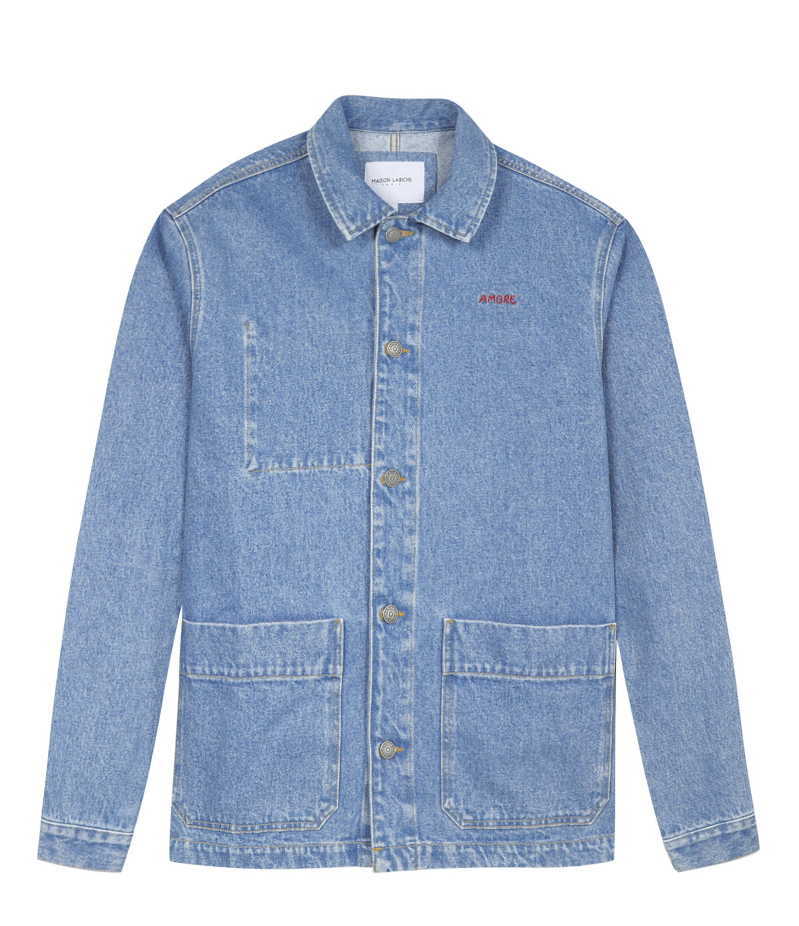 Promo ???? MAISON LABICHE Veste Unisexe Amore Denim Bleu ???? 1 Promo ???? MAISON LABICHE Veste Unisexe Amore Denim Bleu ????
