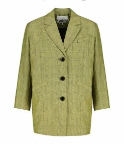 Budget 💯 GANNI Veste Blazer Slub Check Kaki ⭐