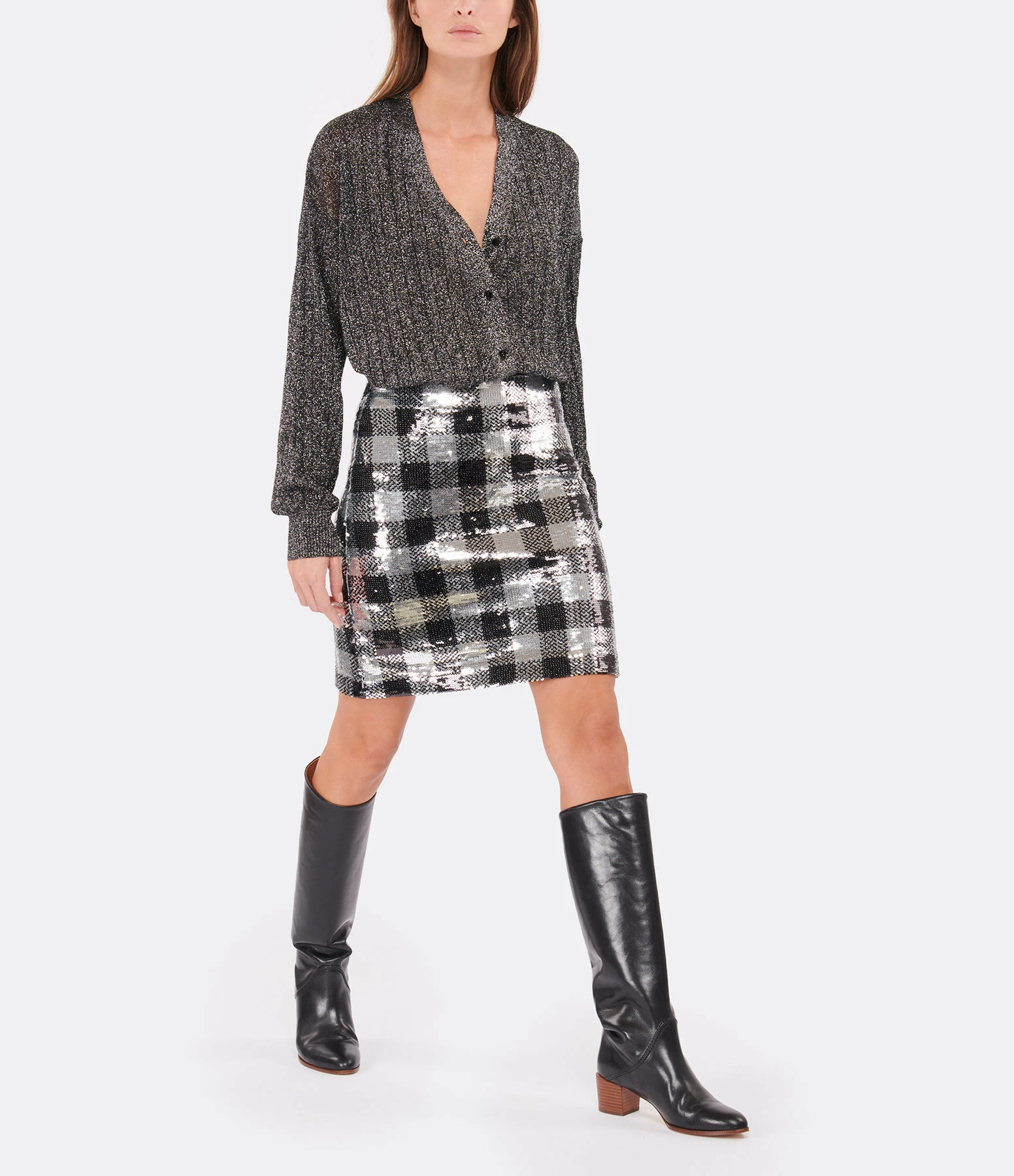 Acheter ✨ TARA JARMON Gilet Galatee Noir Argenté ???? 4 Acheter ✨ TARA JARMON Gilet Galatee Noir Argenté ???? – Image 4