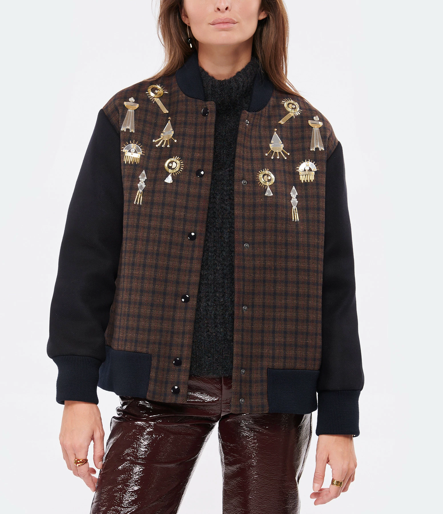 Promo ???? TARA JARMON Veste Bomber Vonnie Laine Châtaigne ⭐ 2 Promo ???? TARA JARMON Veste Bomber Vonnie Laine Châtaigne ⭐ – Image 2