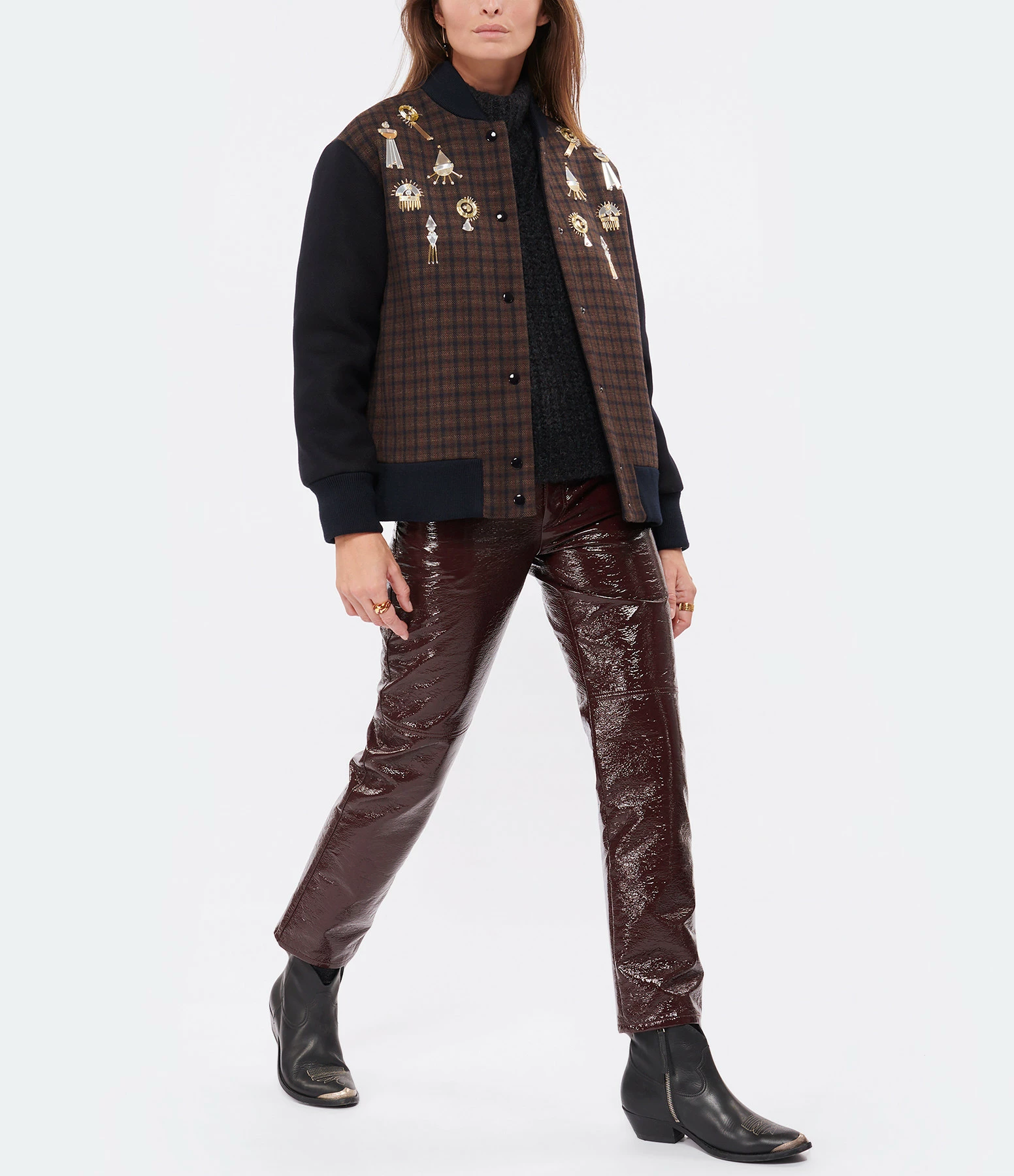 Promo ???? TARA JARMON Veste Bomber Vonnie Laine Châtaigne ⭐ 3 Promo ???? TARA JARMON Veste Bomber Vonnie Laine Châtaigne ⭐ – Image 3