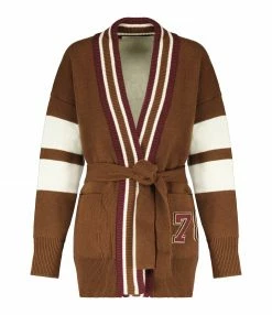 Nouveau ✔️ GOLDEN GOOSE Cardigan Journey Jacquard Laine Marron ⭐