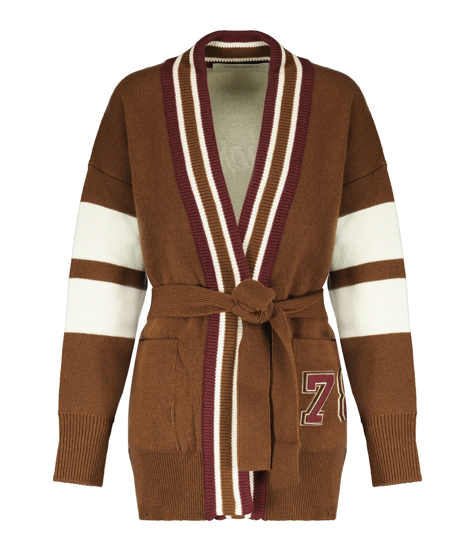 Nouveau ✔️ GOLDEN GOOSE Cardigan Journey Jacquard Laine Marron ⭐ 1 Nouveau ✔️ GOLDEN GOOSE Cardigan Journey Jacquard Laine Marron ⭐