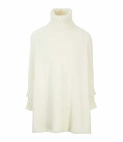 Sortie ⌛ KUJTEN Poncho Ciara Col Roulé Cachemire Blanc 🥰