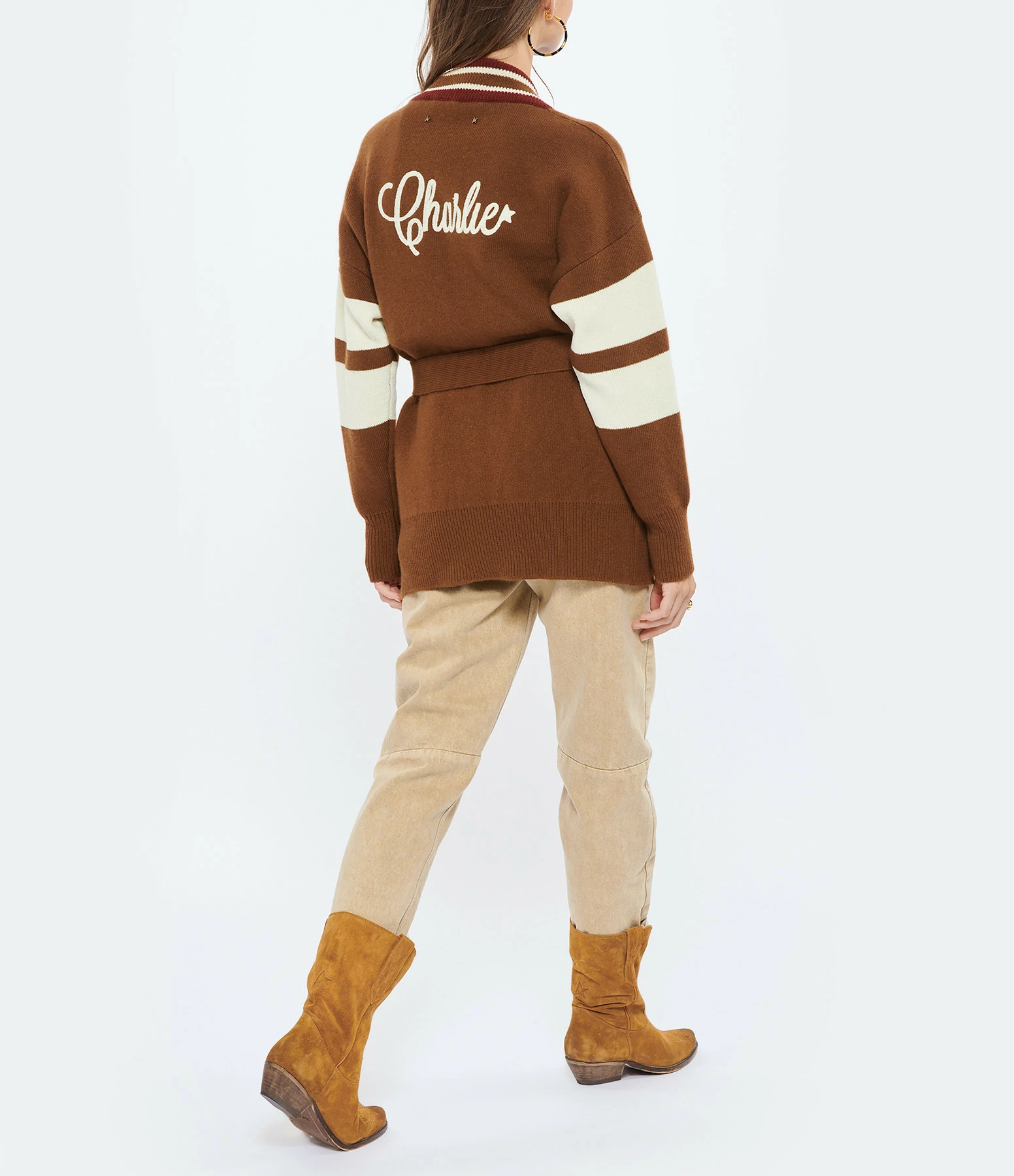 Nouveau ✔️ GOLDEN GOOSE Cardigan Journey Jacquard Laine Marron ⭐ 5 Nouveau ✔️ GOLDEN GOOSE Cardigan Journey Jacquard Laine Marron ⭐ – Image 5