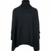De gros 😉 KUJTEN Poncho Ciara Col Roulé Cachemire Noir 💯