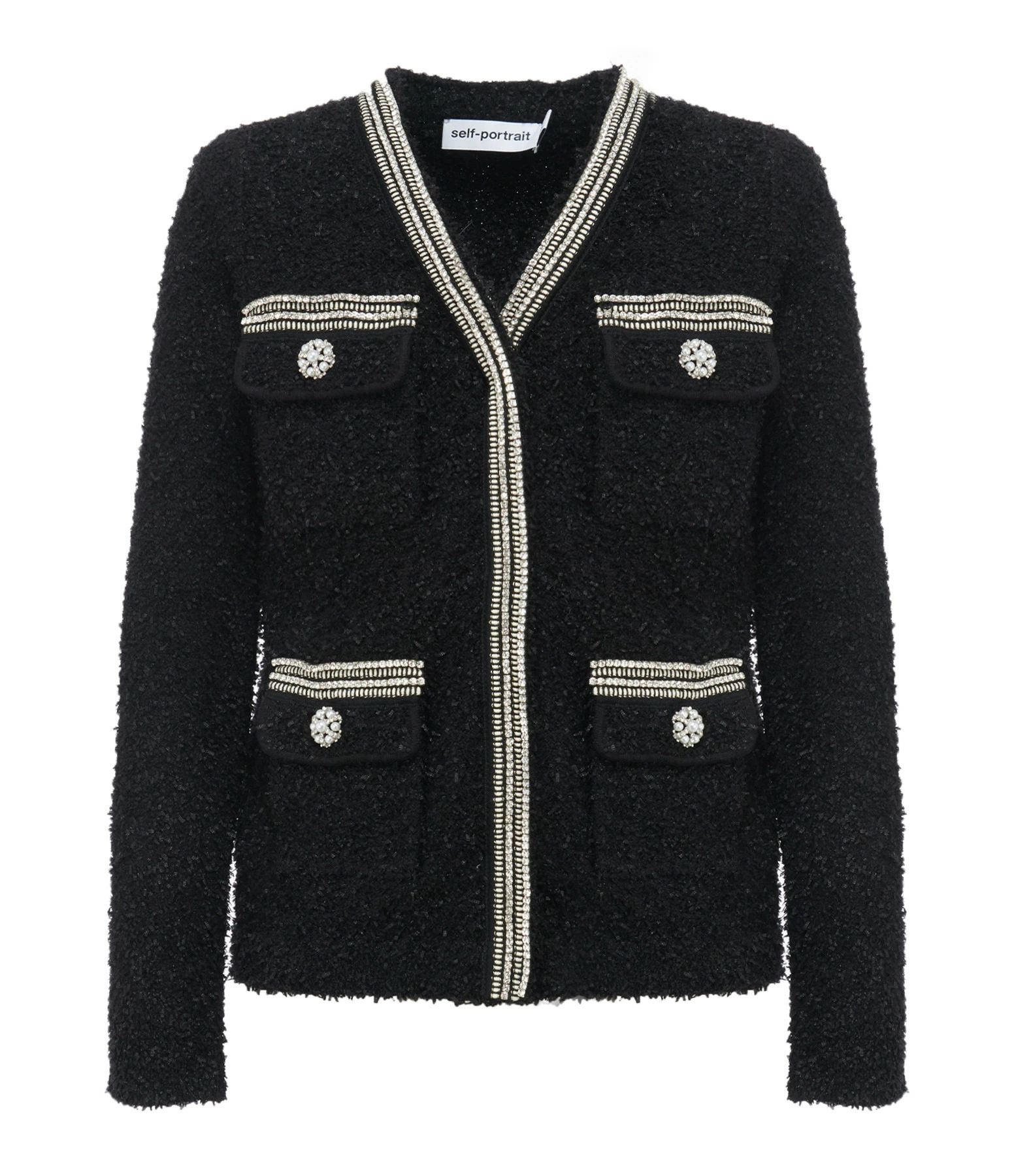 Offres 👏 SELF PORTRAIT Cardigan Poches Tweed Noir ⌛ 1 Offres 👏 SELF PORTRAIT Cardigan Poches Tweed Noir ⌛