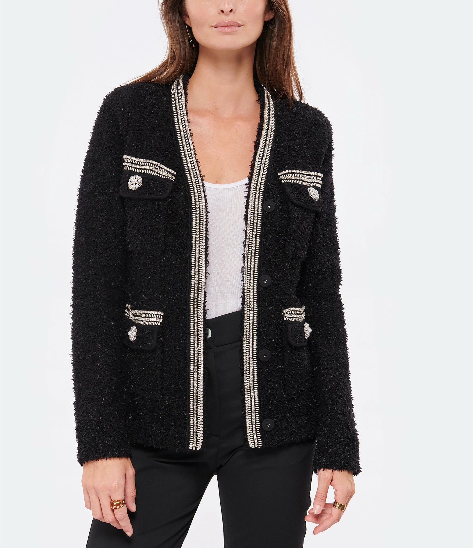 Offres 👏 SELF PORTRAIT Cardigan Poches Tweed Noir ⌛ 3 Offres 👏 SELF PORTRAIT Cardigan Poches Tweed Noir ⌛ – Image 3