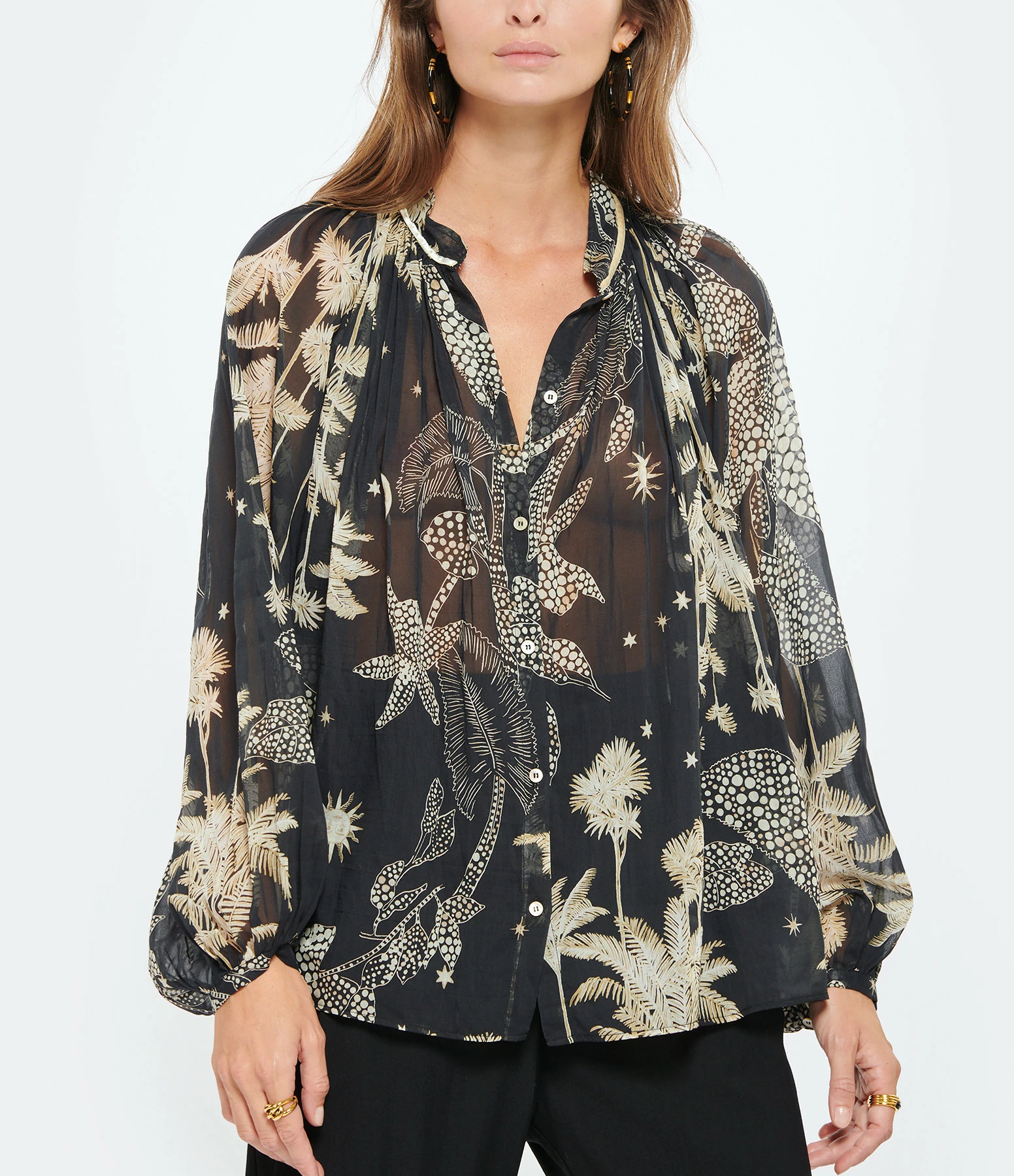 De gros 🤩 FORTE_FORTE Chemise Mi Alma Selvaje Coton Imprimé Noche 🛒 2 De gros 🤩 FORTE_FORTE Chemise Mi Alma Selvaje Coton Imprimé Noche 🛒 – Image 2