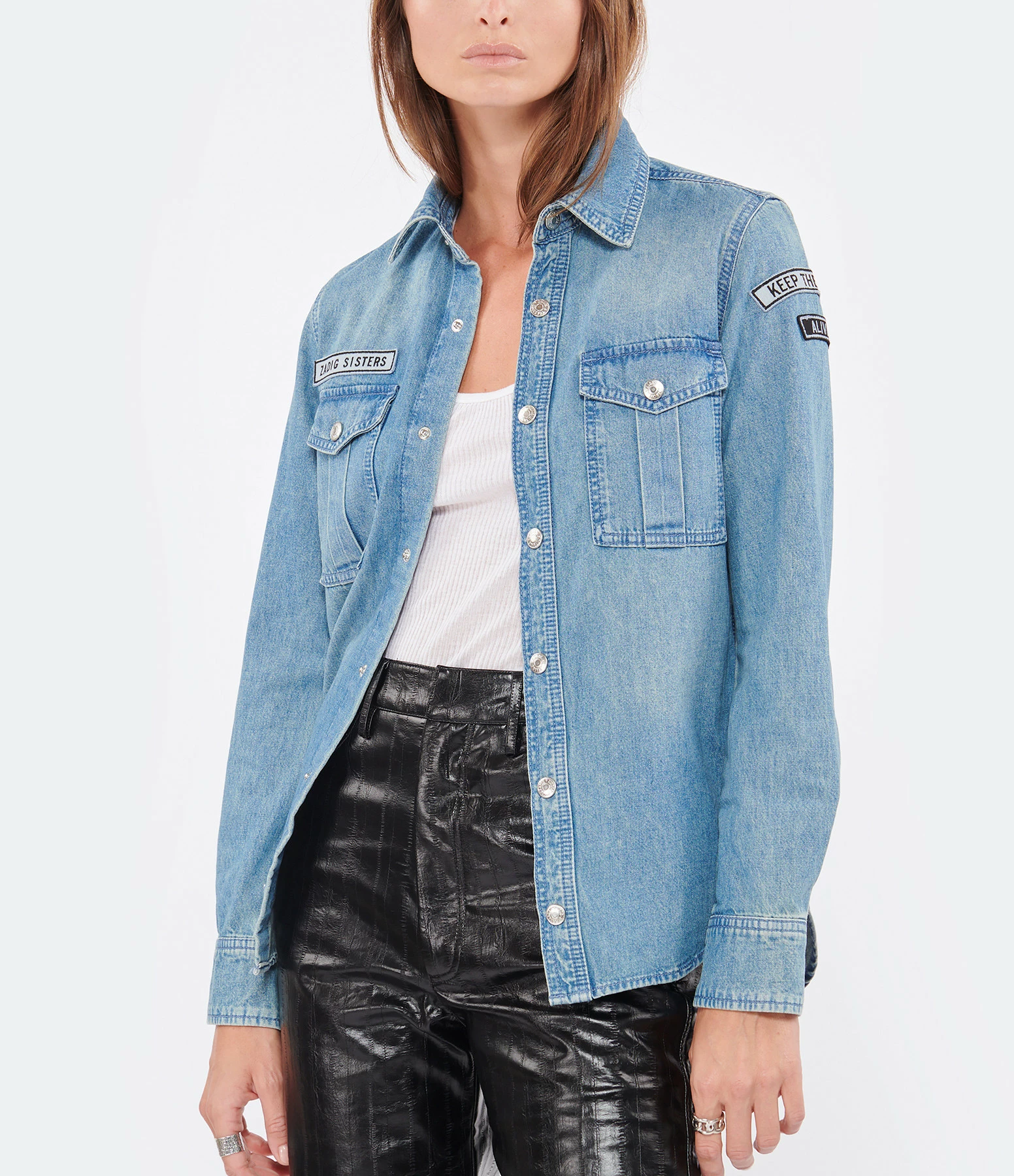Bon marché 🧨 ZADIG & VOLTAIRE Chemise This Coton Denim Bleu Clair 🧨 2 Bon marché 🧨 ZADIG & VOLTAIRE Chemise This Coton Denim Bleu Clair 🧨 – Image 2