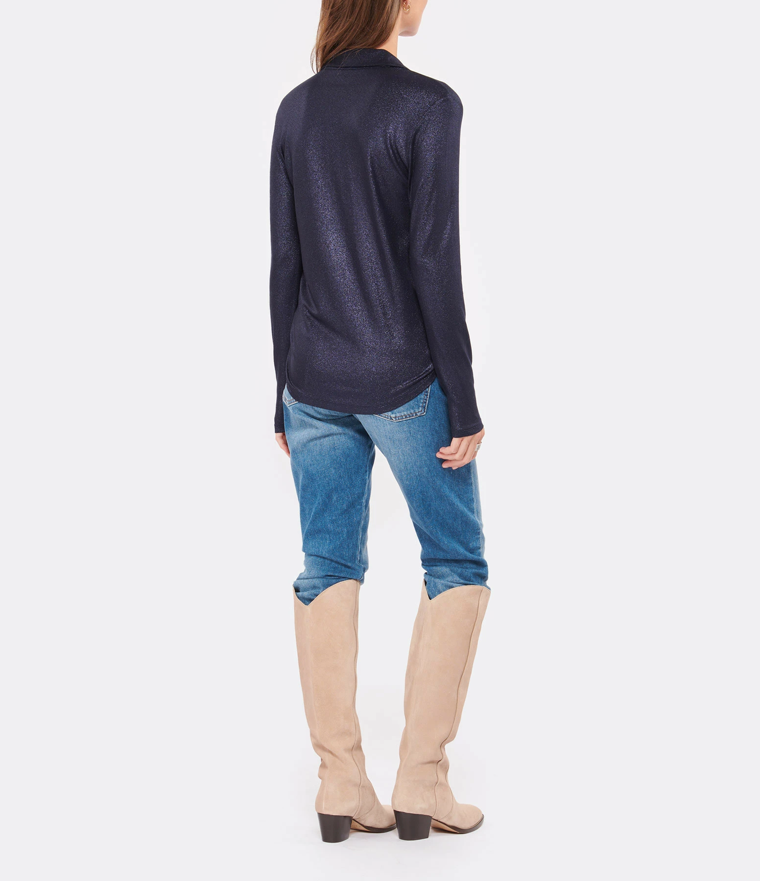 Sortie ⭐ MAJESTIC FILATURES Chemise Métallique Navy 😉 5 Sortie ⭐ MAJESTIC FILATURES Chemise Métallique Navy 😉 – Image 5