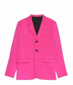 Bon marché ⌛ AMI PARIS Veste Blazer Unisexe Laine Vierge Fuchsia 🥰