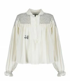 Remise 🤩 LAURENCE BRAS Blouse Nord Coton Blanc Indigo 😉