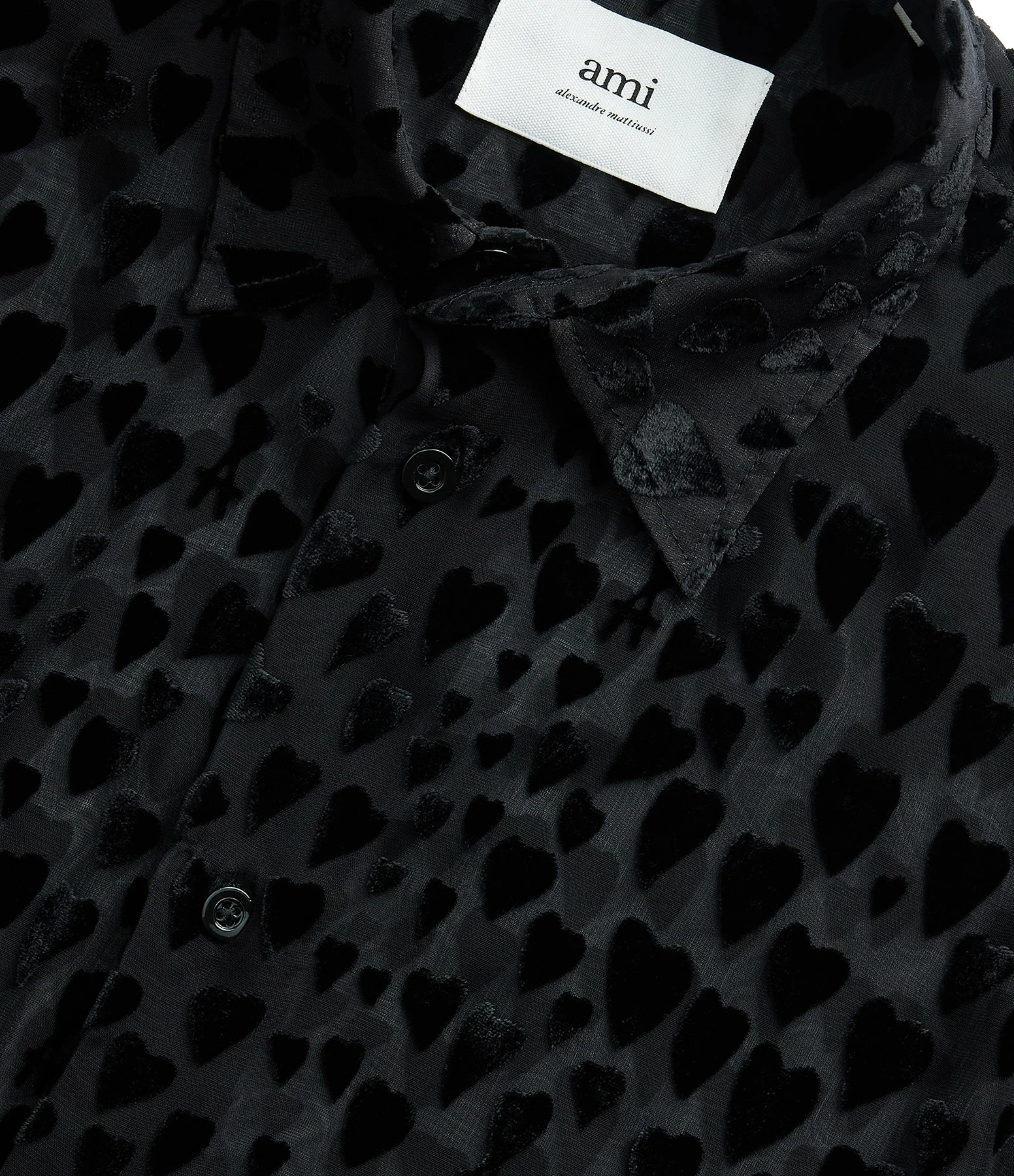 De gros ???? AMI PARIS Chemise Soie Cœurs Noir ???? 2 De gros ???? AMI PARIS Chemise Soie Cœurs Noir ???? – Image 2