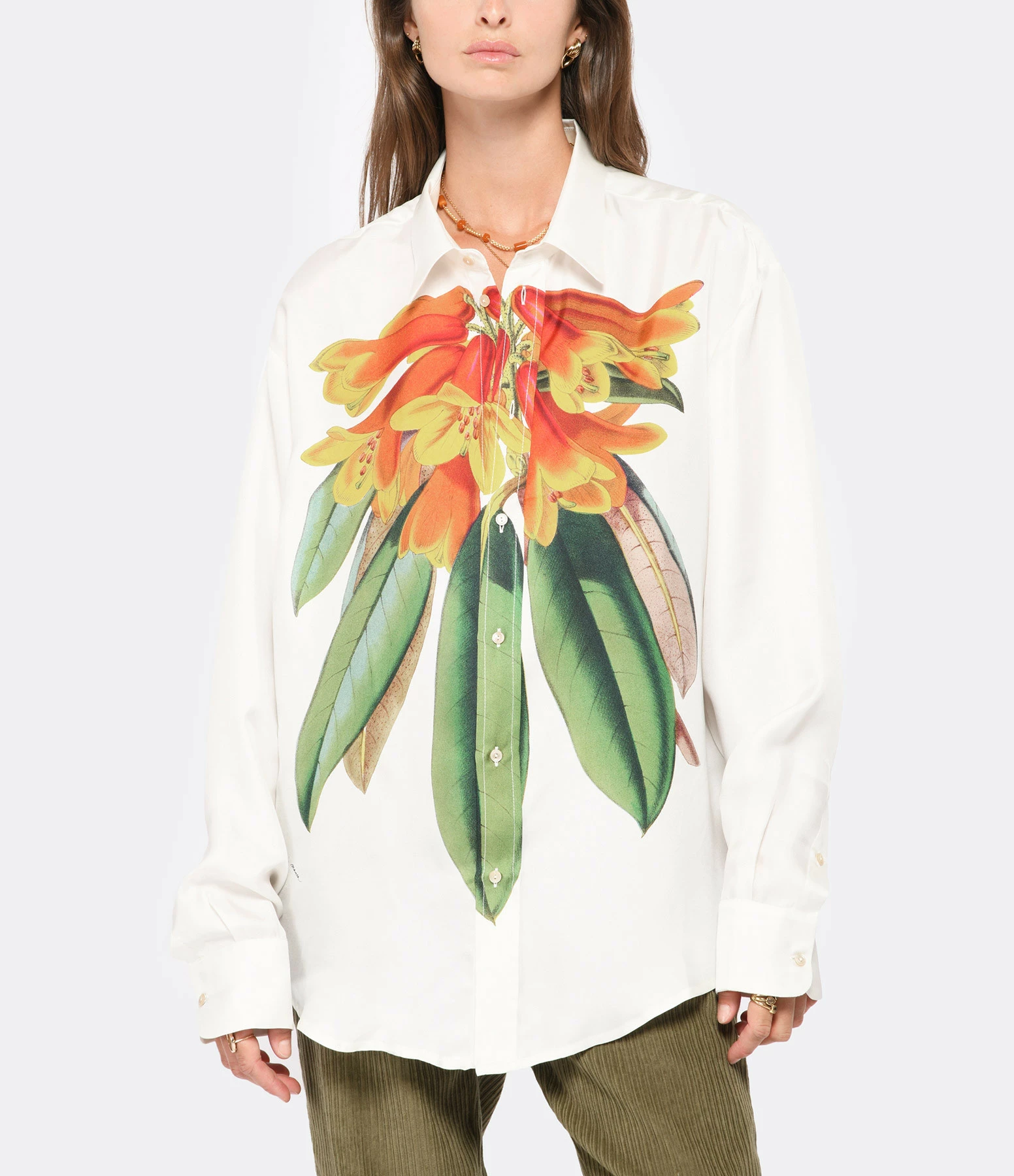 Grosses soldes 🥰 PIERRE-LOUIS MASCIA Chemise Aloe Soie GOTS Fleur Orange ⌛ 2 Grosses soldes 🥰 PIERRE-LOUIS MASCIA Chemise Aloe Soie GOTS Fleur Orange ⌛ – Image 2