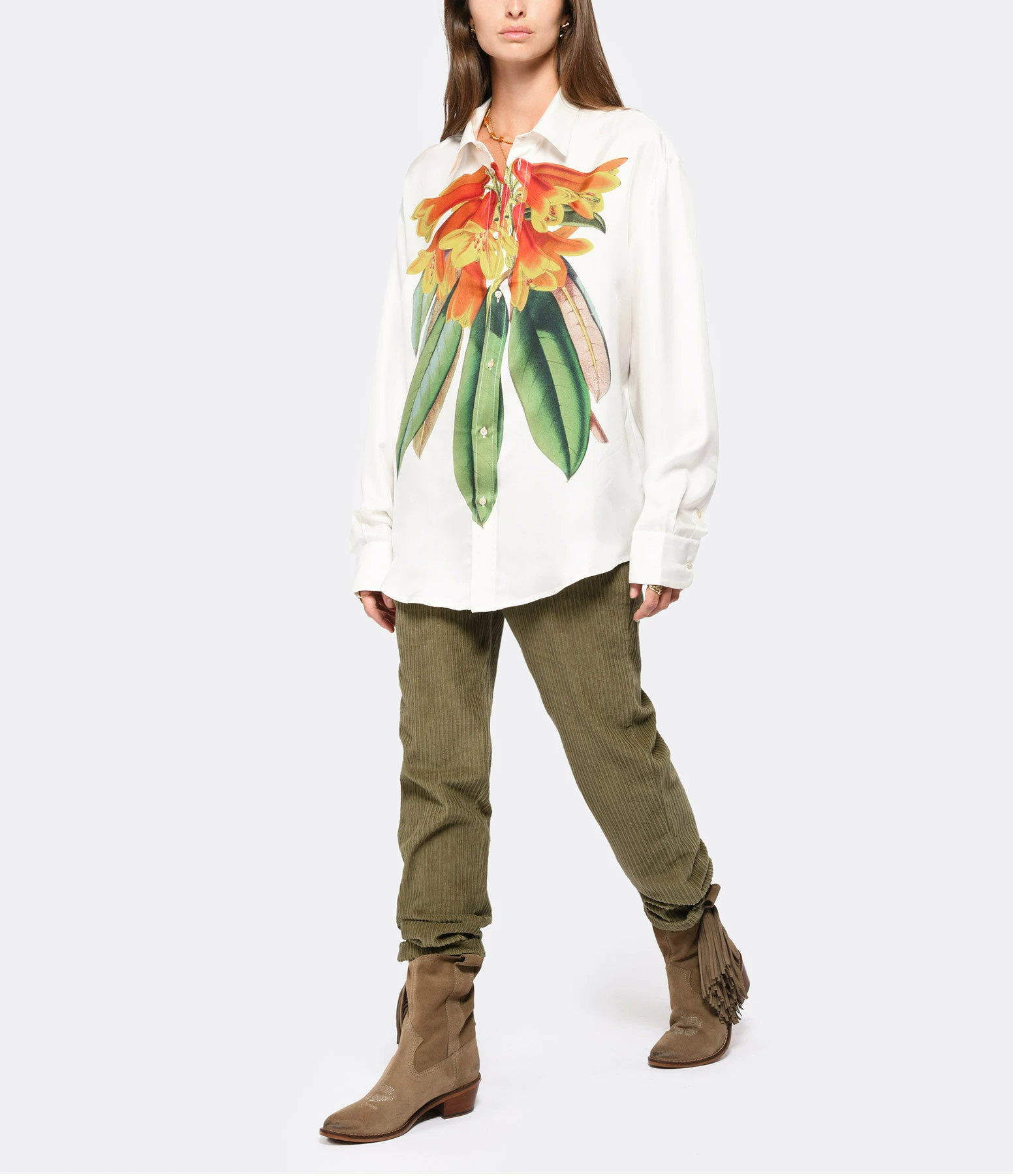 Grosses soldes 🥰 PIERRE-LOUIS MASCIA Chemise Aloe Soie GOTS Fleur Orange ⌛ 3 Grosses soldes 🥰 PIERRE-LOUIS MASCIA Chemise Aloe Soie GOTS Fleur Orange ⌛ – Image 3