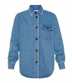 Bon marché ⭐ FORTE_FORTE Chemise Coton Denim Velours Bleu Délavé ✨