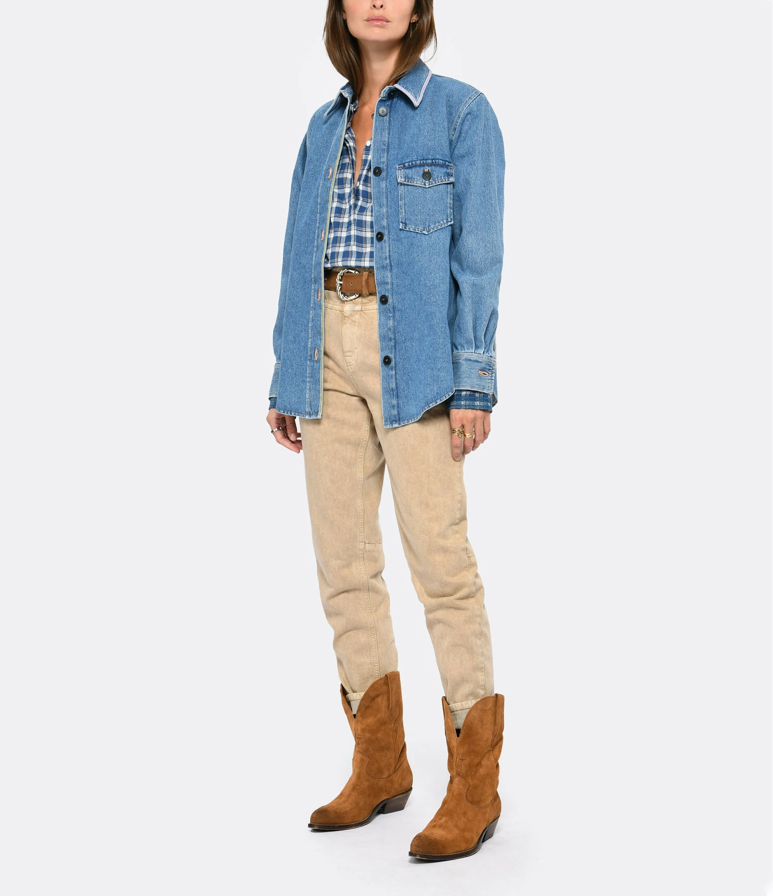 Bon marché ⭐ FORTE_FORTE Chemise Coton Denim Velours Bleu Délavé ✨ 3 Bon marché ⭐ FORTE_FORTE Chemise Coton Denim Velours Bleu Délavé ✨ – Image 3