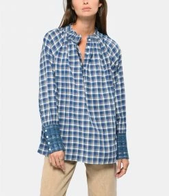 Le moins cher 💯 CHARLIE JOE Blouse Bastien Coton Carreaux Bleu 🎁 -BOUTIQUE MARGAUX LONNBERG unnamed file 1644