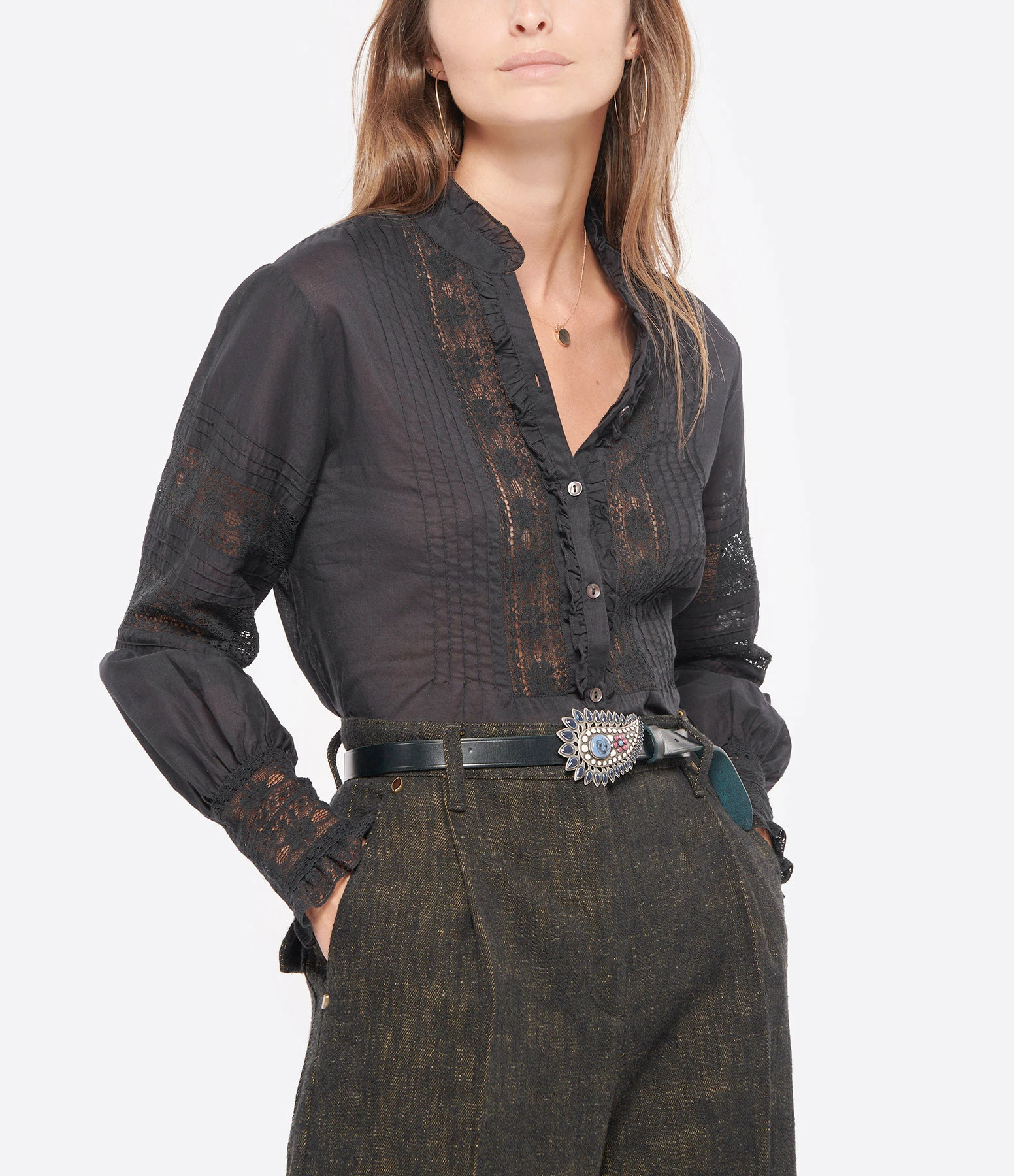 Promo ⌛ ANTIK BATIK Blouse Davina Coton Noir 🎁 3 Promo ⌛ ANTIK BATIK Blouse Davina Coton Noir 🎁 – Image 3