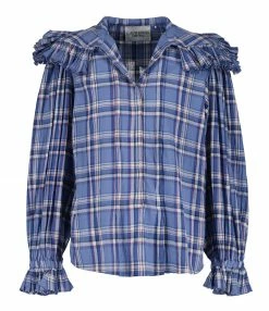 Meilleur prix 🧨 LAURENCE BRAS Blouse Pumpkin Coton Carreaux Bleu ✔️