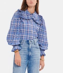 Meilleur prix 🧨 LAURENCE BRAS Blouse Pumpkin Coton Carreaux Bleu ✔️ -BOUTIQUE MARGAUX LONNBERG unnamed file 1818