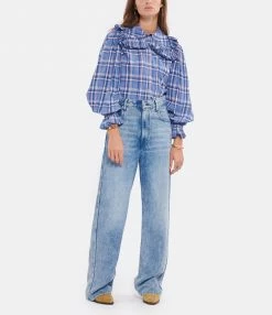 Meilleur prix 🧨 LAURENCE BRAS Blouse Pumpkin Coton Carreaux Bleu ✔️ -BOUTIQUE MARGAUX LONNBERG unnamed file 1819