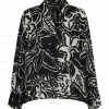 Meilleur prix 😀 MII Chemise Greta Soie Imprimé Fleur Noir Blanc 💯