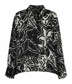 Meilleur prix 😀 MII Chemise Greta Soie Imprimé Fleur Noir Blanc 💯