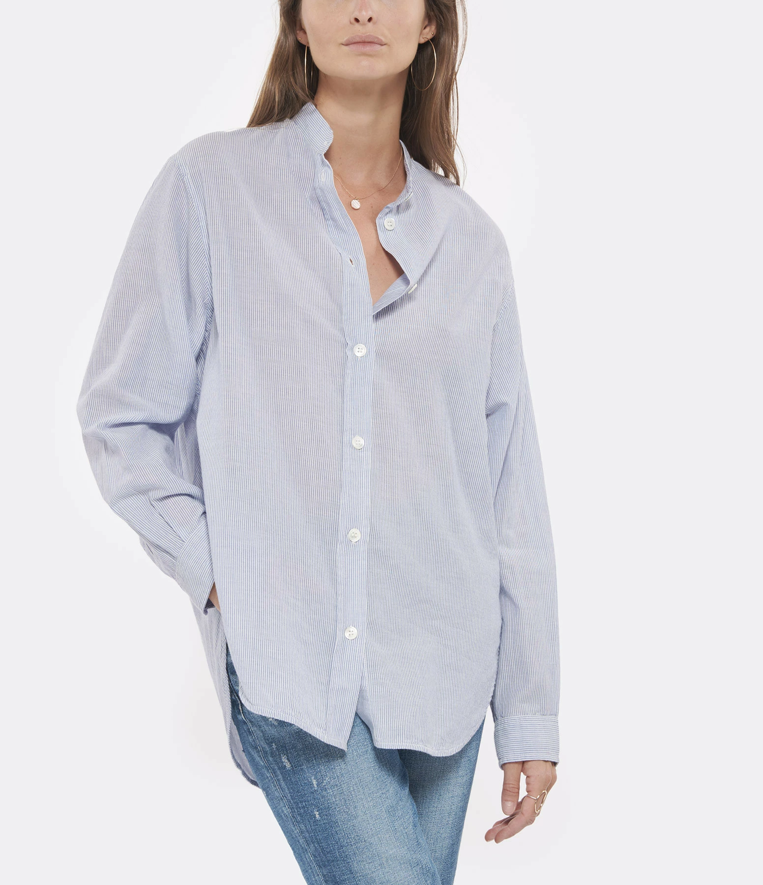 Grosses soldes 🤩 VANESSA BRUNO Chemise Lidiane Coton Blanc Bleu 🌟 3 Grosses soldes 🤩 VANESSA BRUNO Chemise Lidiane Coton Blanc Bleu 🌟 – Image 3