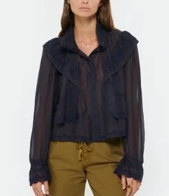 Meilleure vente 🌟 ISABEL MARANT ÉTOILE Blouse Lelmon Coton Dentelle Bleu Nuit 🎁 -BOUTIQUE MARGAUX LONNBERG unnamed file 2070