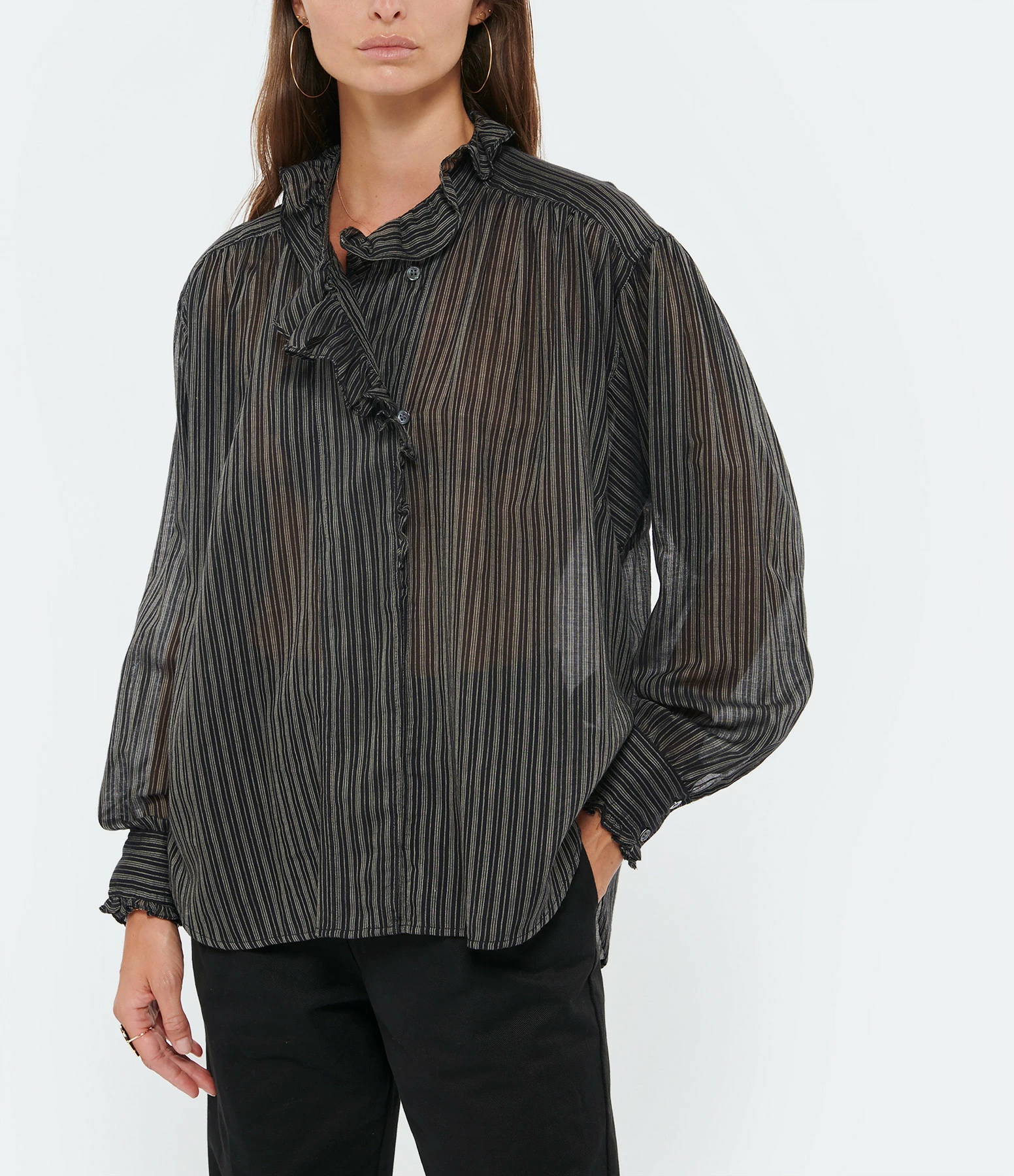 Top 10 😀 ISABEL MARANT ÉTOILE Top Pamias Coton Rayé Noir ✔️ 3 Top 10 😀 ISABEL MARANT ÉTOILE Top Pamias Coton Rayé Noir ✔️ – Image 3