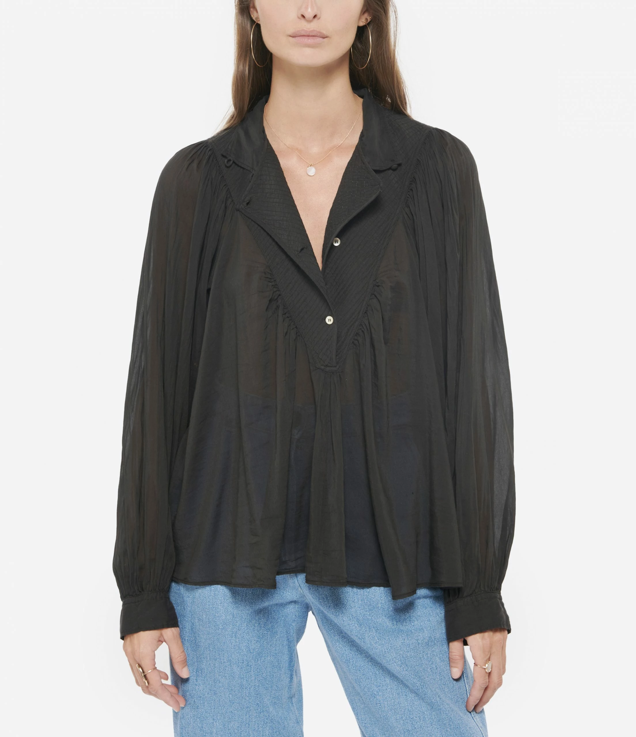 Coupon ⭐ FORTE_FORTE Blouse Coton Soie Noir ✨ 3 Coupon ⭐ FORTE_FORTE Blouse Coton Soie Noir ✨ – Image 3