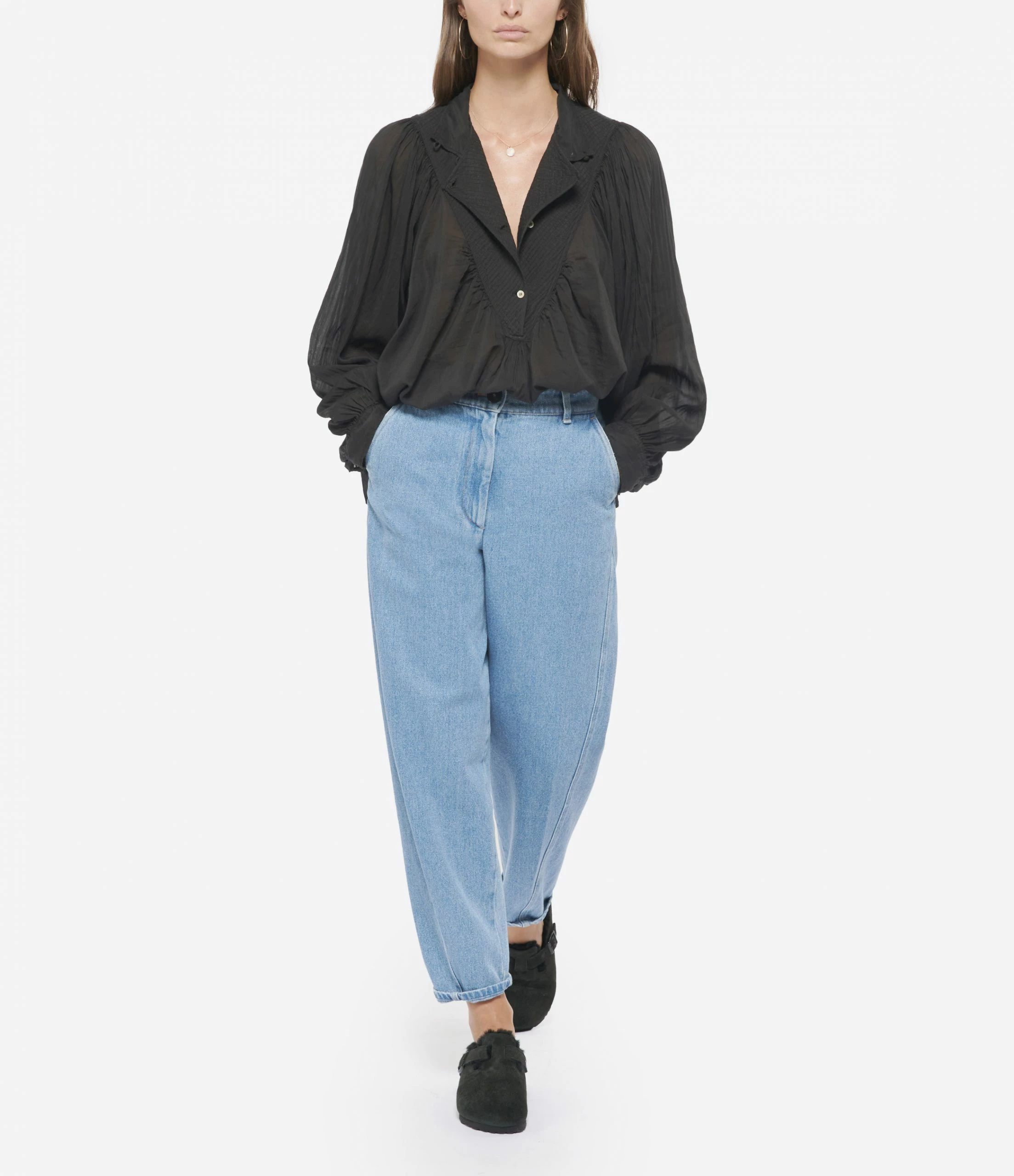 Coupon ⭐ FORTE_FORTE Blouse Coton Soie Noir ✨ 4 Coupon ⭐ FORTE_FORTE Blouse Coton Soie Noir ✨ – Image 4