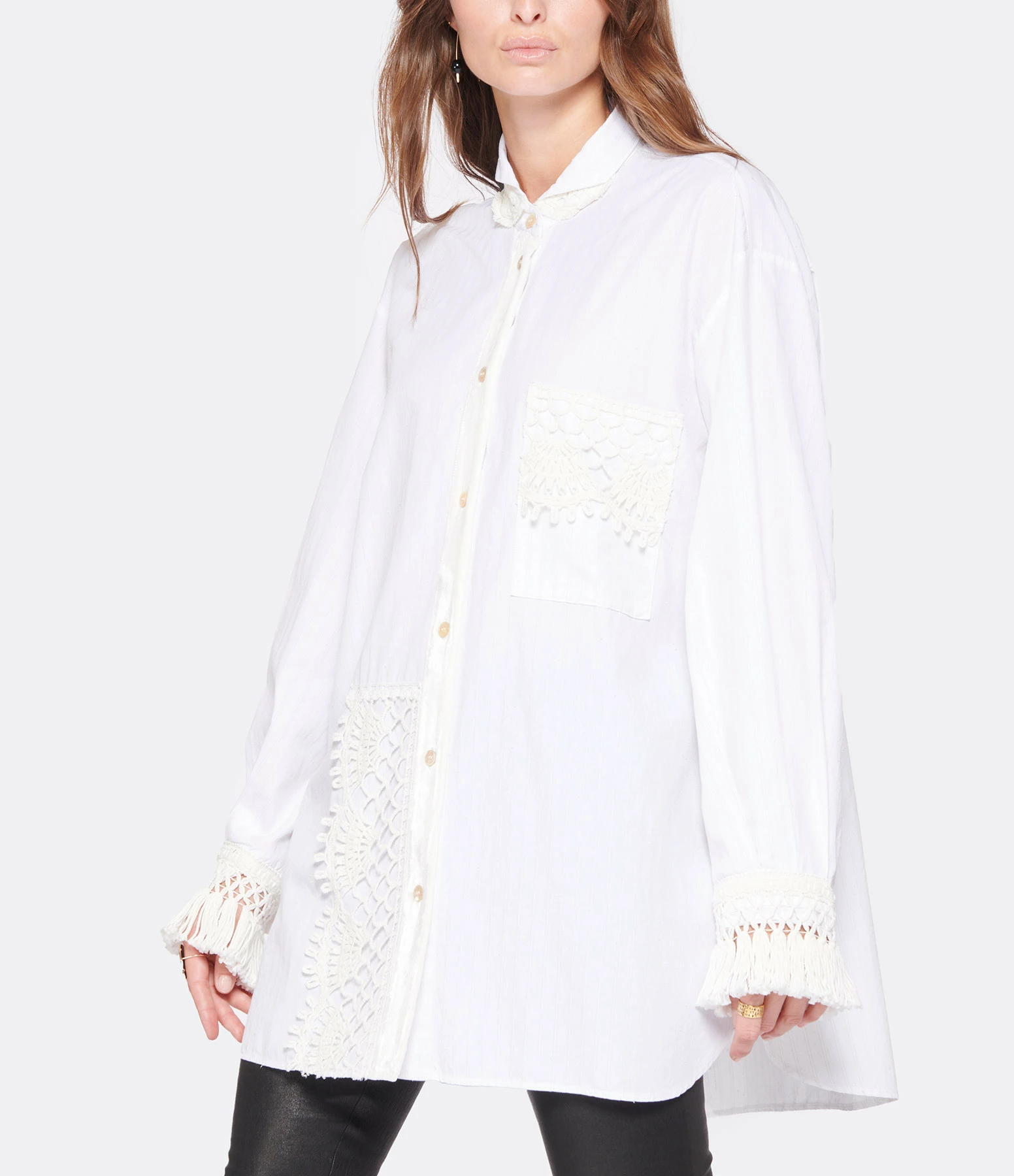 Top 10 🎁 FORTE_FORTE Chemise Coton Crochet Blanc ⭐ 2 Top 10 🎁 FORTE_FORTE Chemise Coton Crochet Blanc ⭐ – Image 2