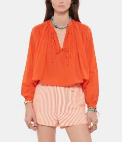 Coupon ❤️ LAURENCE BRAS Blouse New Cigar Coton Rouge 🔥 -BOUTIQUE MARGAUX LONNBERG unnamed file 2267