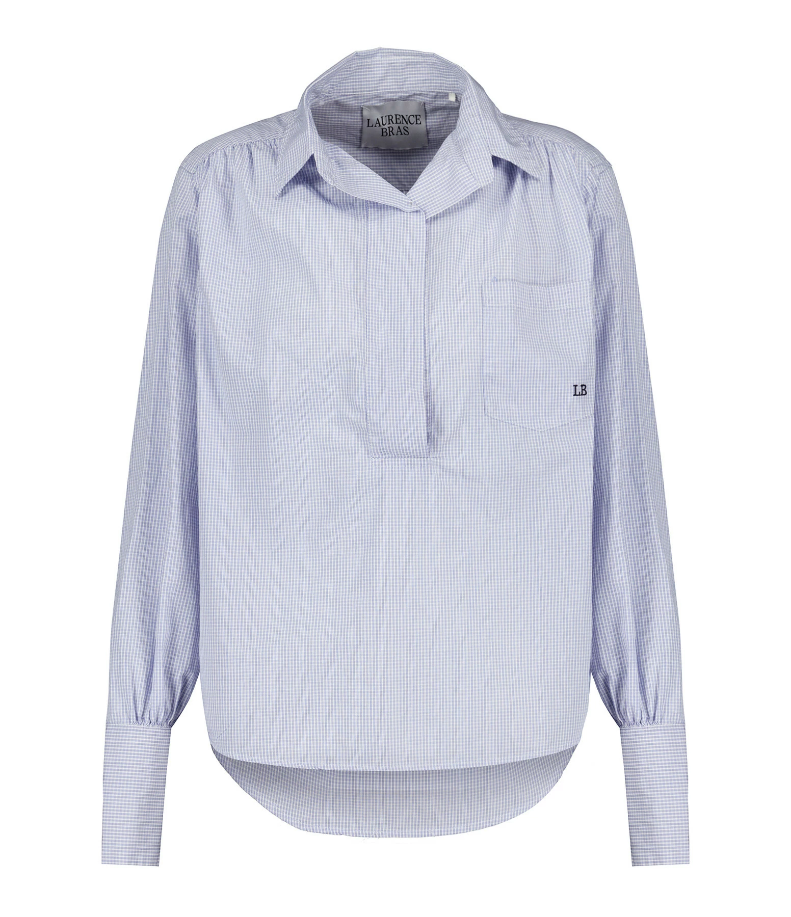 Bon marché ⭐ LAURENCE BRAS Blouse Pouille Coton Bleu ???? 1 Bon marché ⭐ LAURENCE BRAS Blouse Pouille Coton Bleu ????