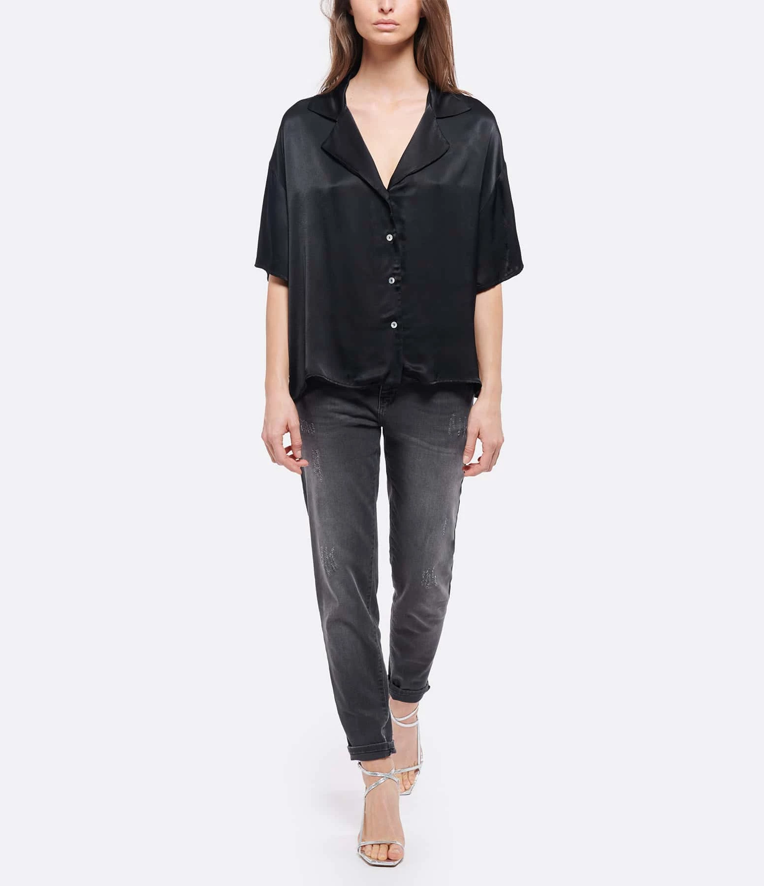 Remise 😍 JEANNE VOULAND Chemise Hella Satin Noir 👍 4 Remise 😍 JEANNE VOULAND Chemise Hella Satin Noir 👍 – Image 4