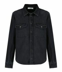 Vente flash ❤️ ROSEANNA Chemise Wilson Coton Denim Crinkle Noir ⌛