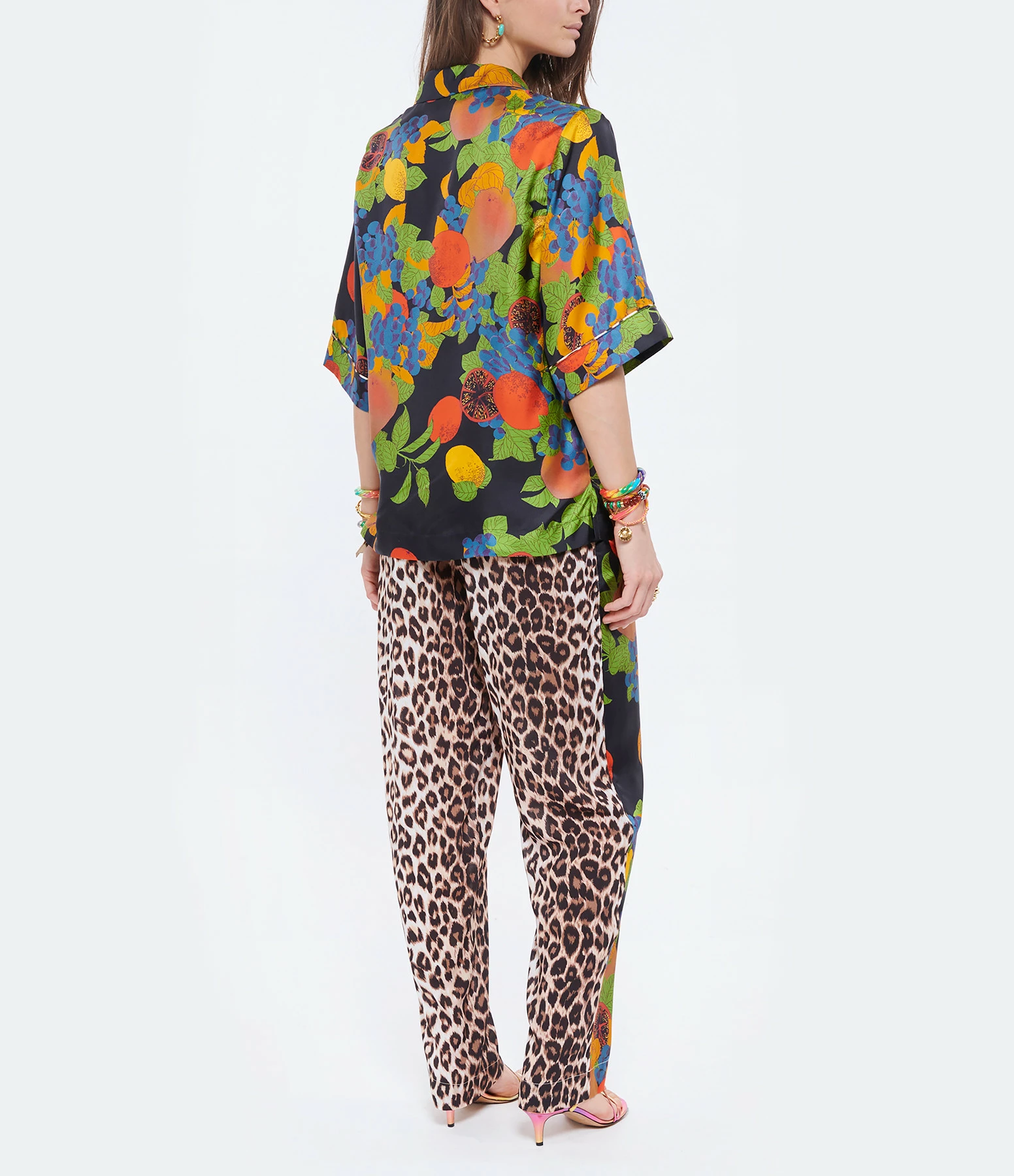 Nouveau ❤️ LA PRESTIC OUISTON Chemise Hawai Soie Imprimé Fruits Noir 🥰 5 Nouveau ❤️ LA PRESTIC OUISTON Chemise Hawai Soie Imprimé Fruits Noir 🥰 – Image 5