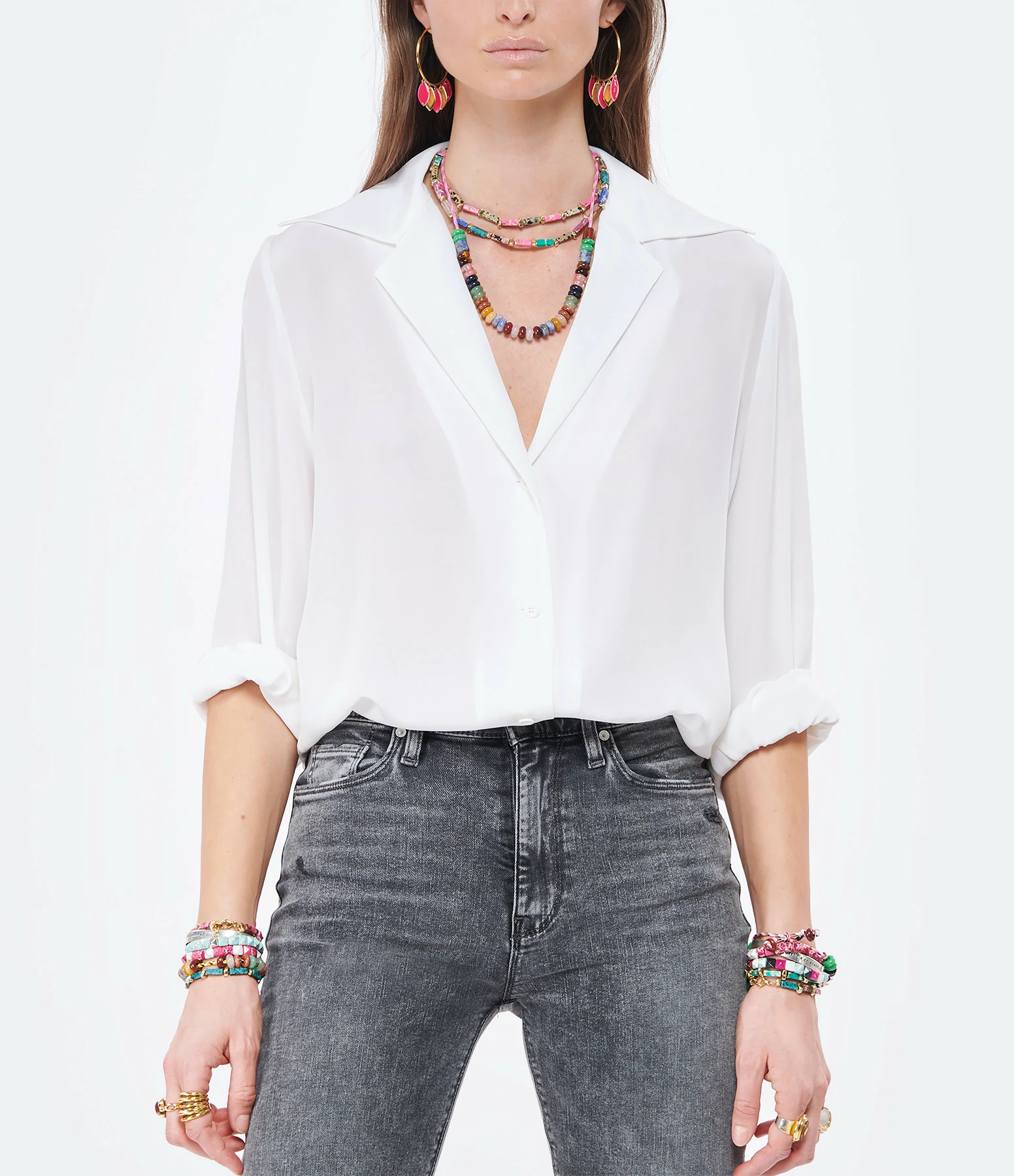 Meilleure vente 🧨 MARGAUX LONNBERG Chemise Alma Soie Blanc 🔔 3 Meilleure vente 🧨 MARGAUX LONNBERG Chemise Alma Soie Blanc 🔔 – Image 3