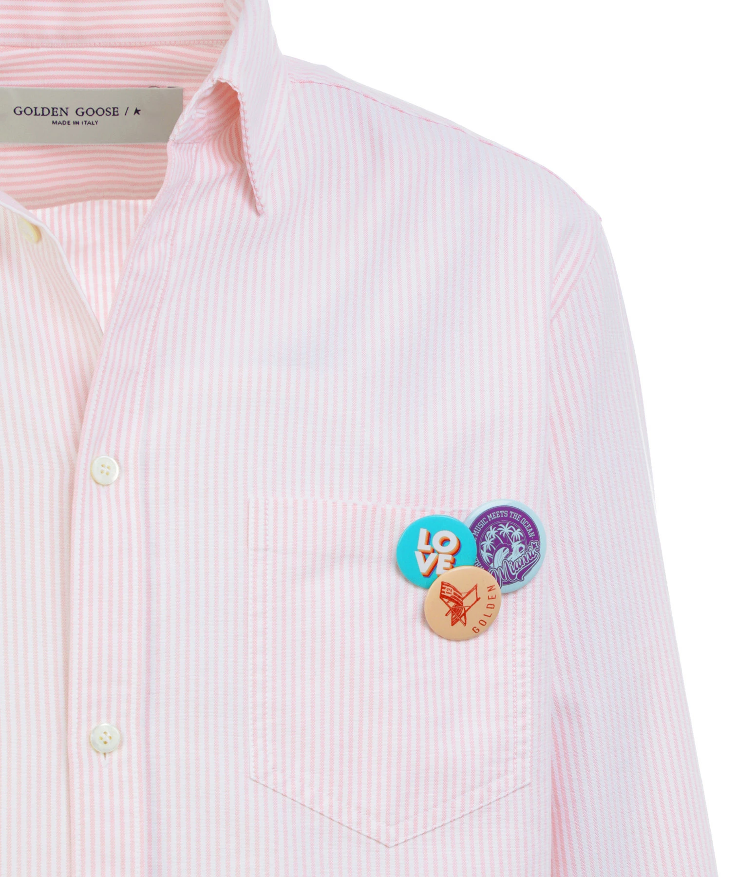 Meilleure affaire ⭐ GOLDEN GOOSE Chemise Homme Journey Coton Rayures Rose 😉 2 Meilleure affaire ⭐ GOLDEN GOOSE Chemise Homme Journey Coton Rayures Rose 😉 – Image 2