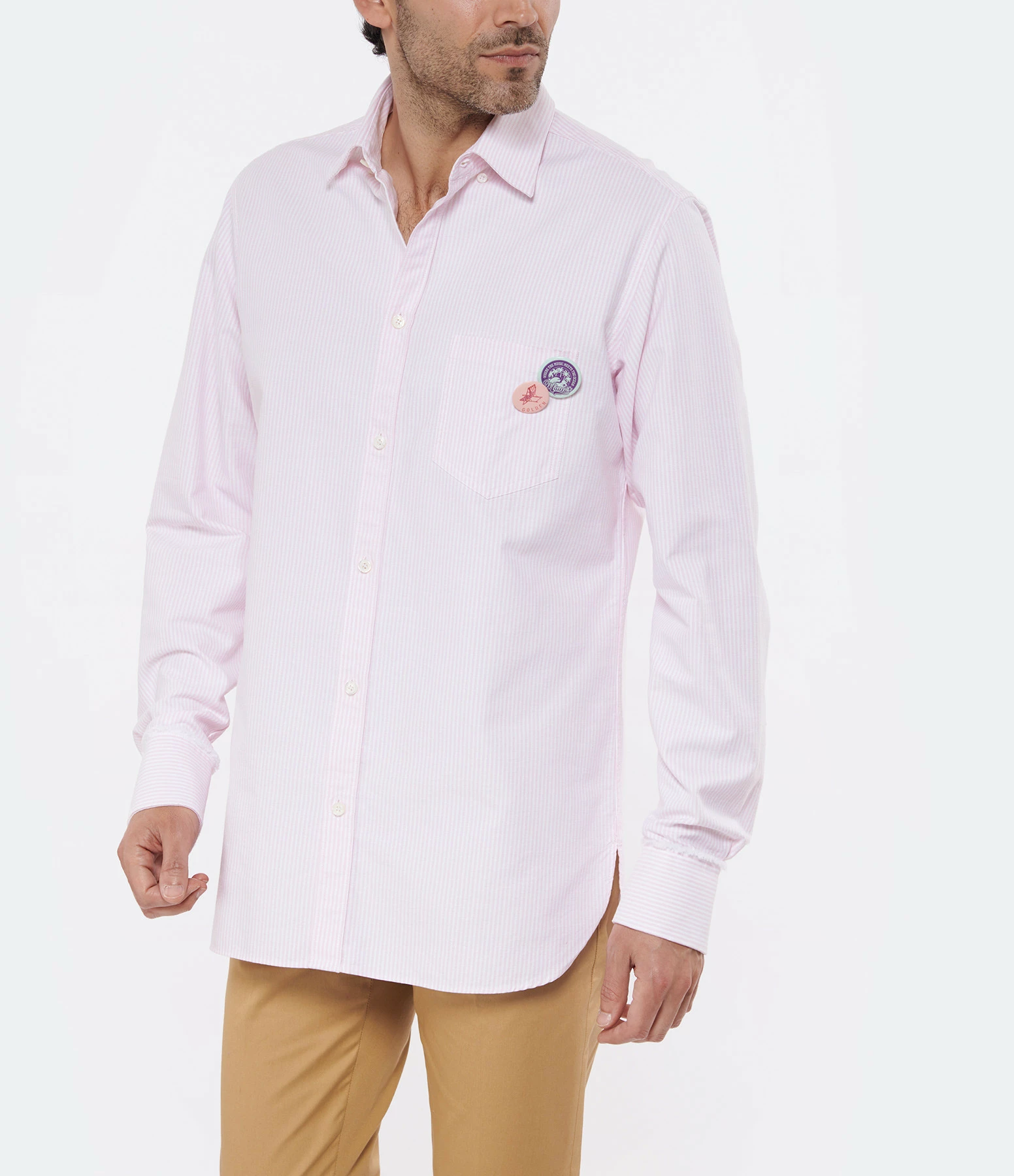 Meilleure affaire ⭐ GOLDEN GOOSE Chemise Homme Journey Coton Rayures Rose 😉 3 Meilleure affaire ⭐ GOLDEN GOOSE Chemise Homme Journey Coton Rayures Rose 😉 – Image 3