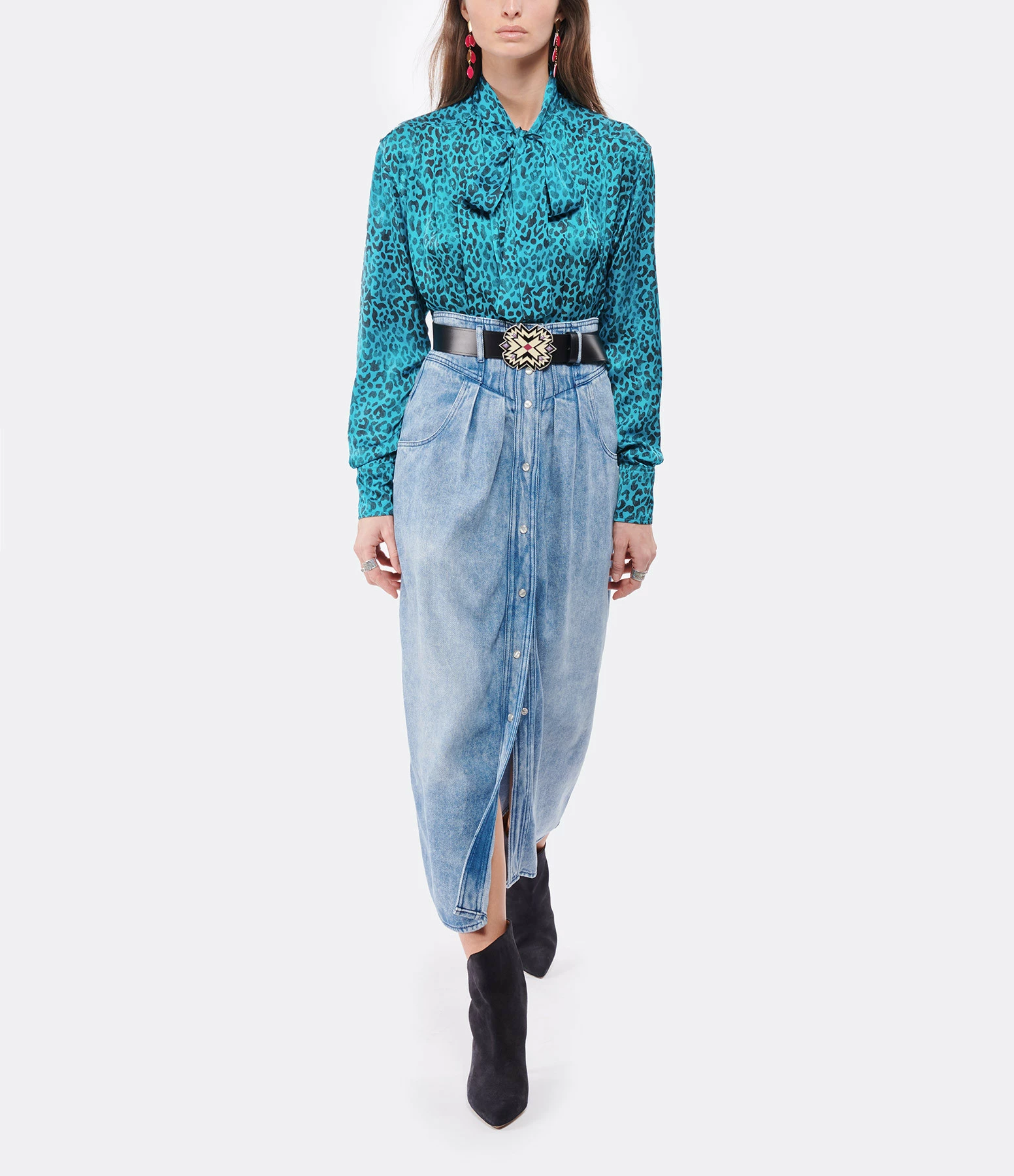 Le moins cher 🌟 GOLDEN GOOSE Blouse Boyfriend Léopard Bleu 🎁 4 Le moins cher 🌟 GOLDEN GOOSE Blouse Boyfriend Léopard Bleu 🎁 – Image 4